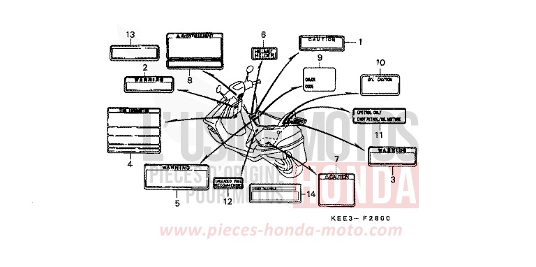 WARNETIKETT von CB1300 Super Bold'or ABS CANDY GLORY RED-U (R101) von 1996